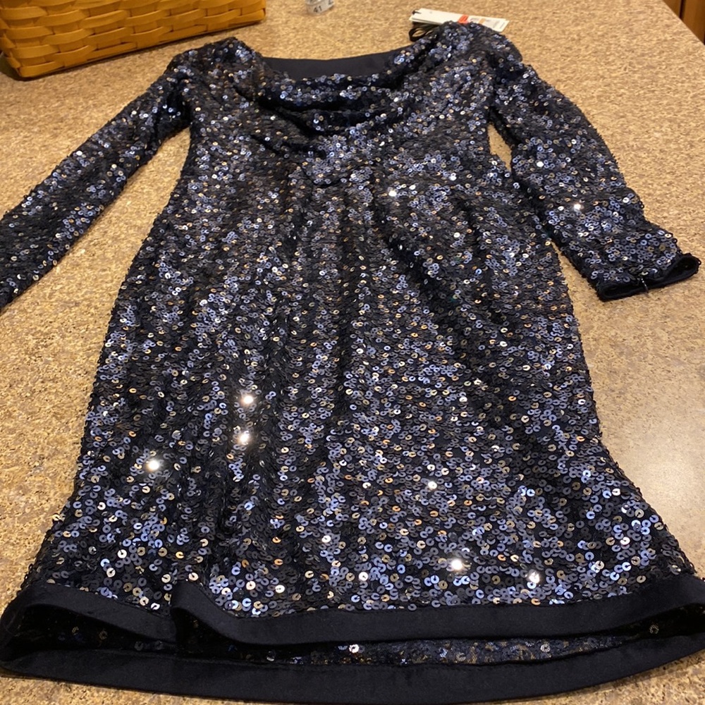 NWT Calvin Klein Blue Sequin Cocktail Social Event Dressy Dress Size 2 - Picture 15 of 16